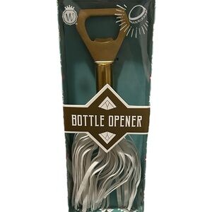 Wild Eye 7.5" Gold and White Tasseled Metal Bottle Opener